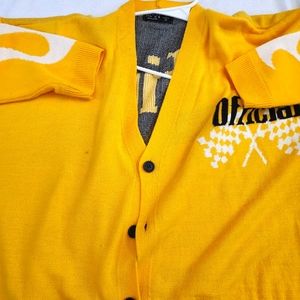 Yellow Graphic Cardigan Mens Medium